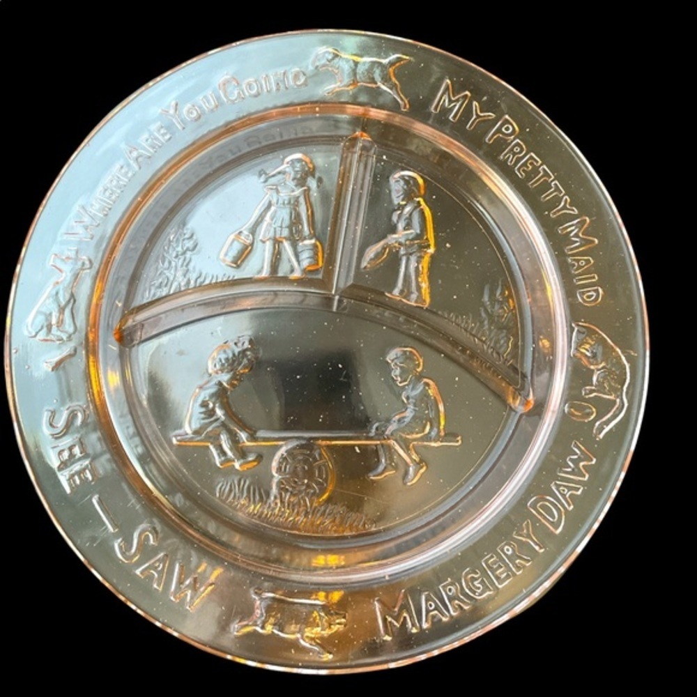 Tiara Pink Depression Glass Children's Plate